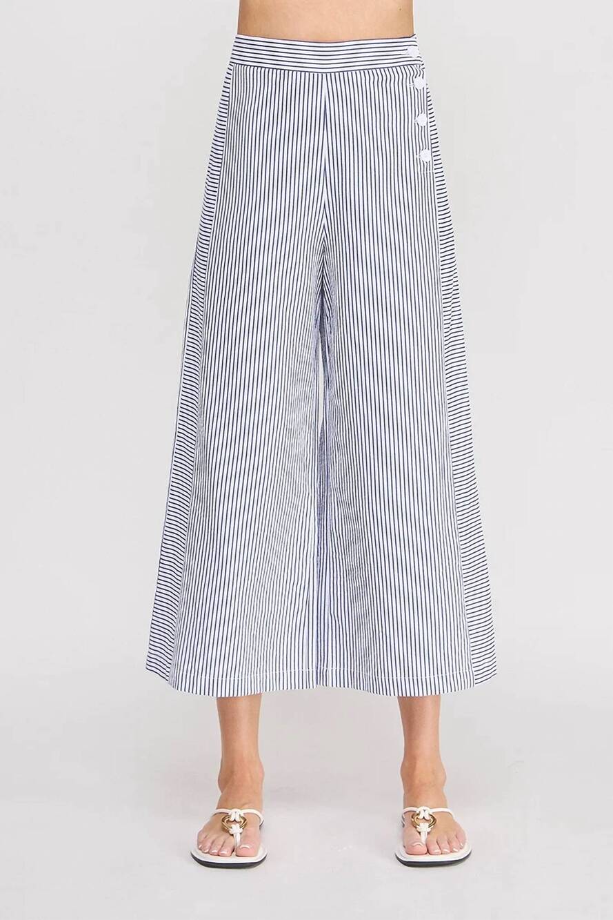 NEW ALLIE ROSE olga seersucker pants in navy pinstripe